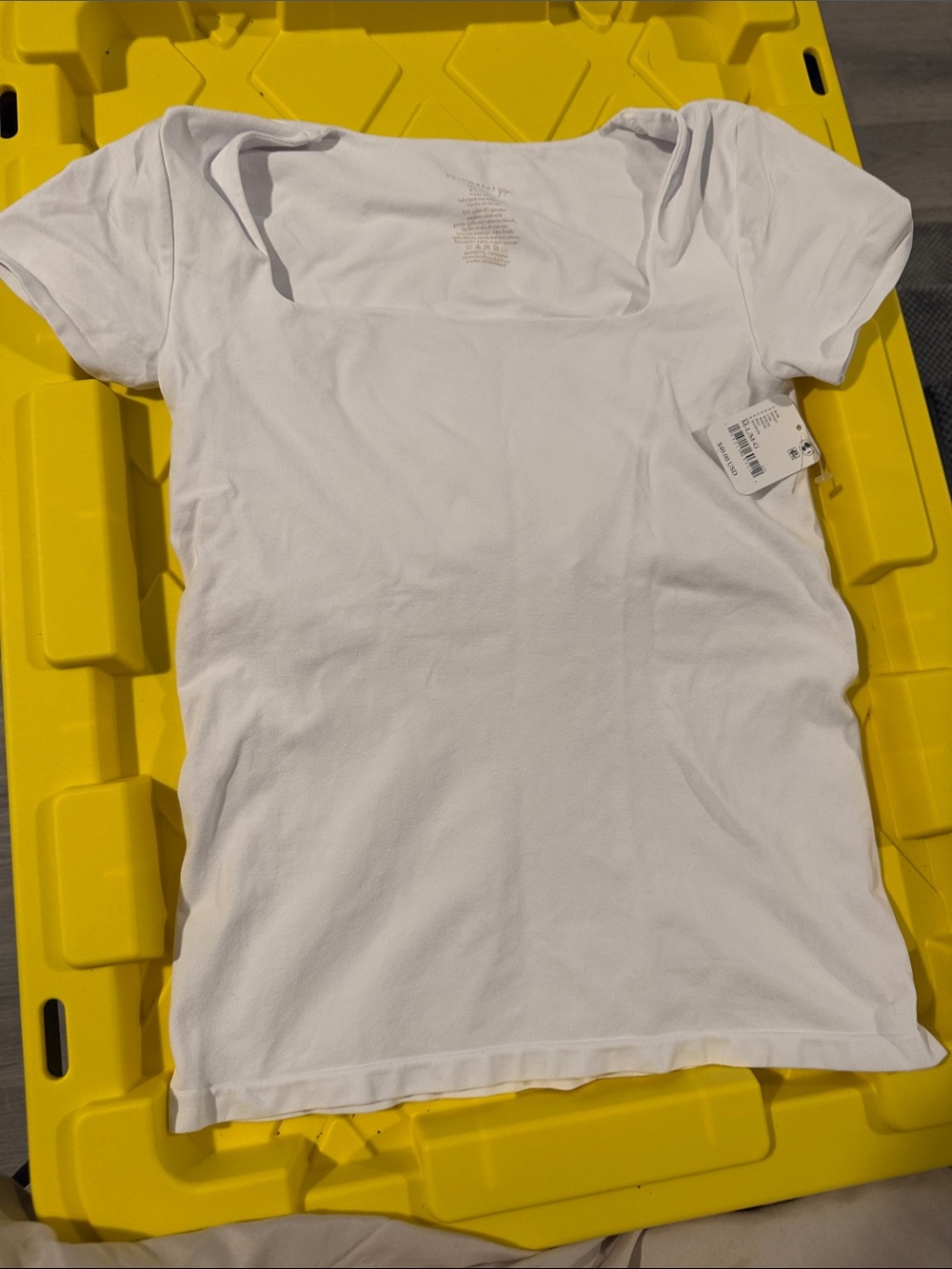 Square Neck Short Sleeve Top in White